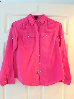 Ann Taylor Hot Pink Button-Down Shirt
